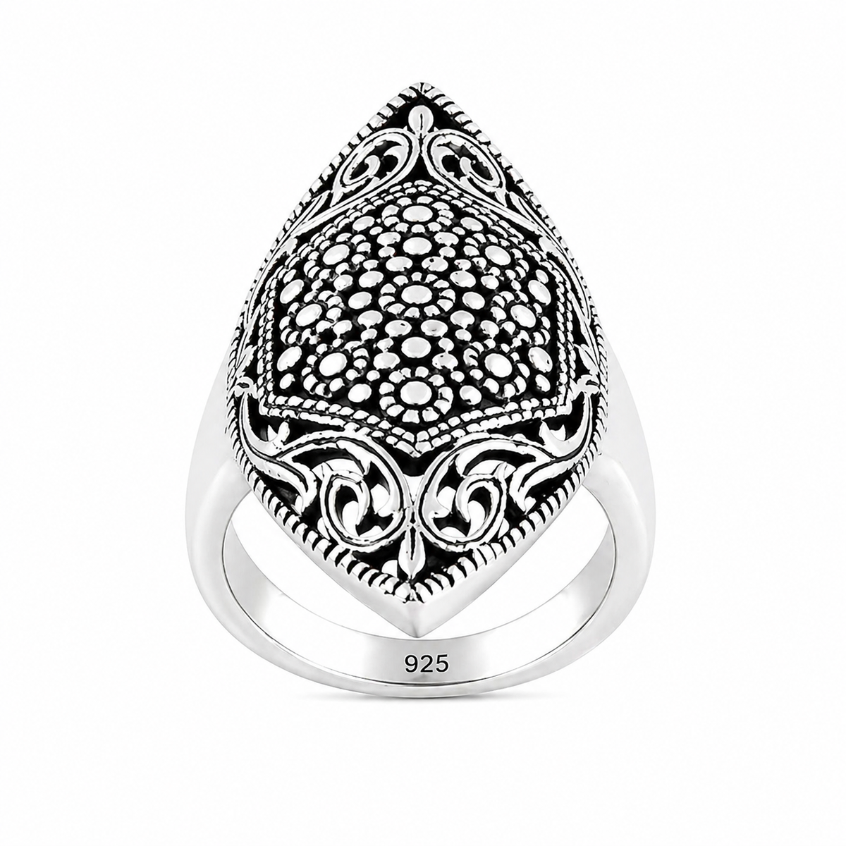 Long Oval Bali Filigree Ring