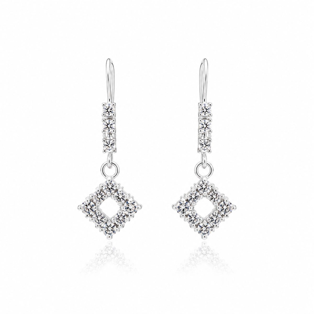 Luminous Open Diamond Drop Earrings in 925 sterling silver – main view