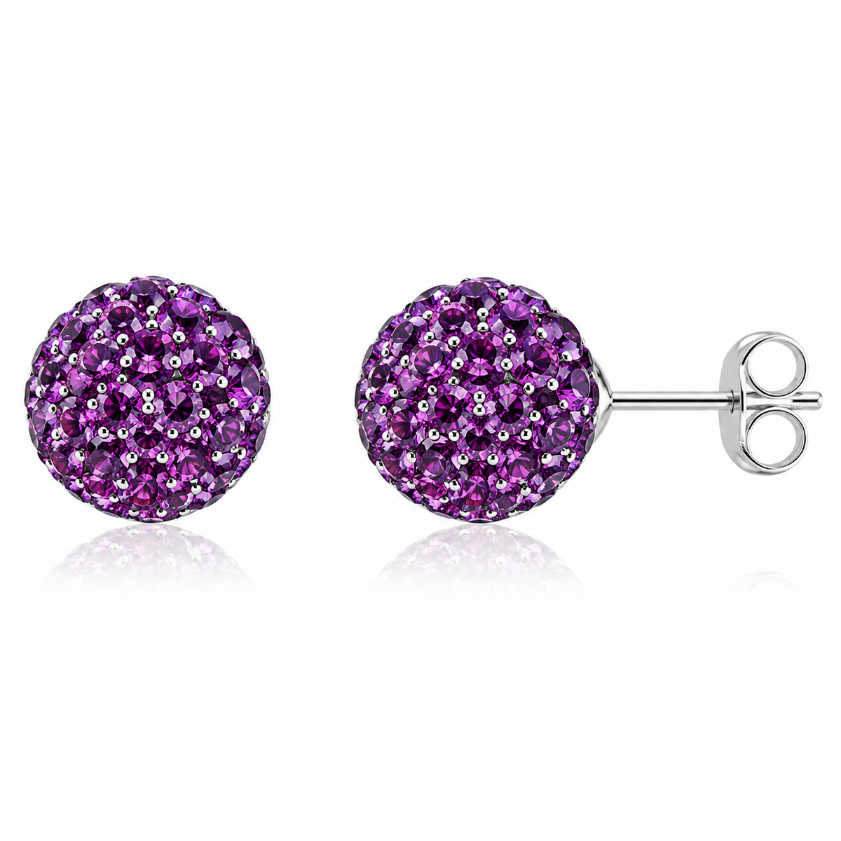 Celestia Pavé Sphere Stud Earrings in 925 sterling silver – side view