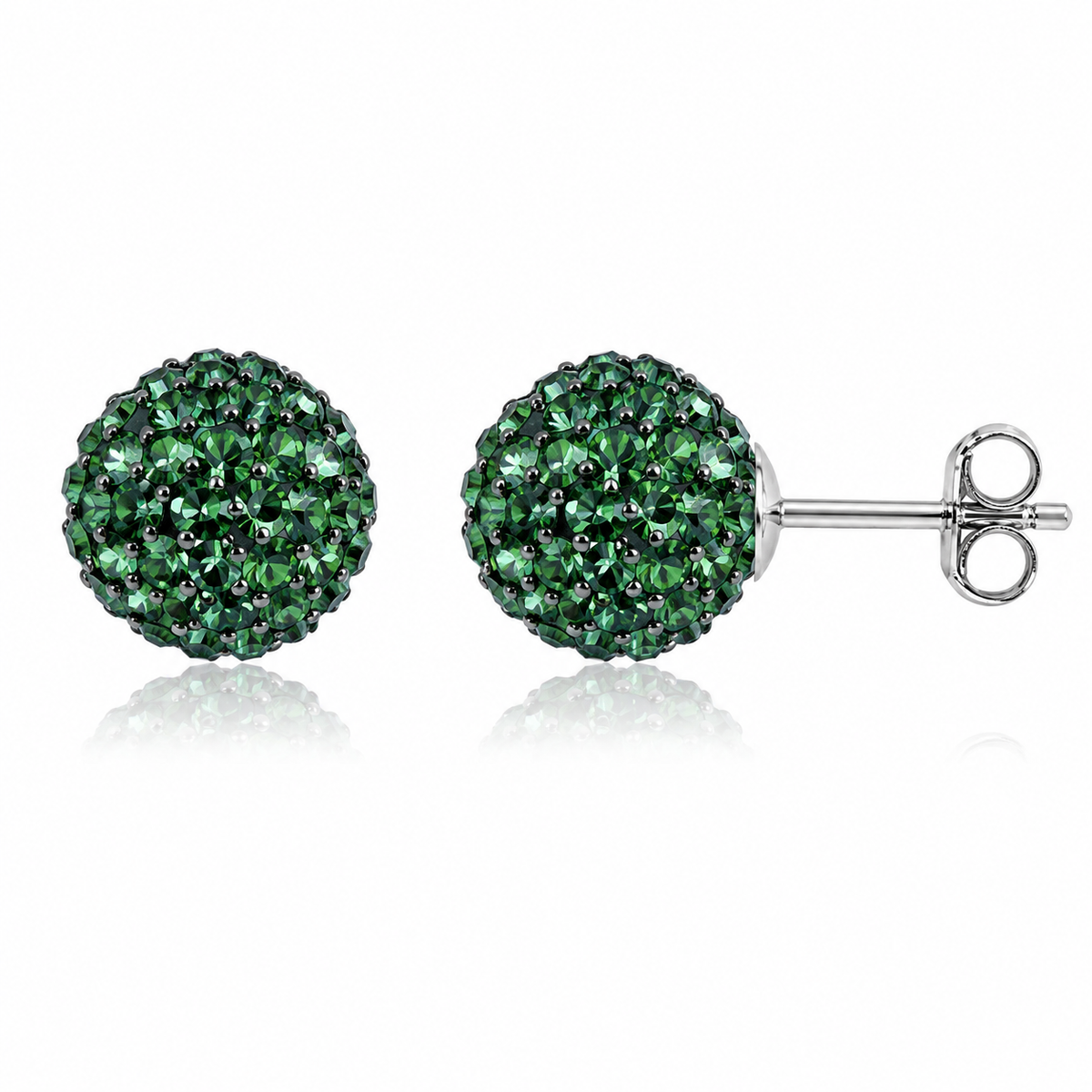 Celestia Pavé Sphere Stud Earrings in 925 sterling silver – angle view
