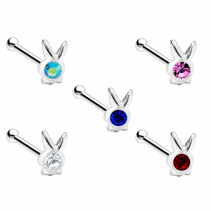 Bunny Crystal Nose Bone Stud in 925 sterling silver – main view