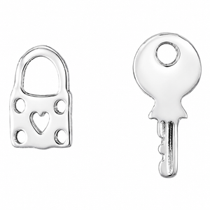 Luxe Lock & Key Stud Earrings in 925 sterling silver – main view