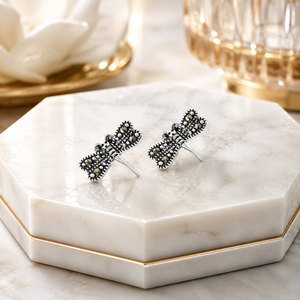 Imperial Marcasite Dragonfly Stud Earrings in 925 sterling silver – side view