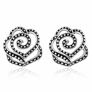 Swirl Rose Stud Earrings in 925 sterling silver – main view
