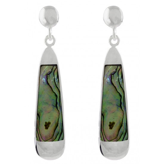 Abalone & Garnet Teardrop Earrings in 925 sterling silver – back view