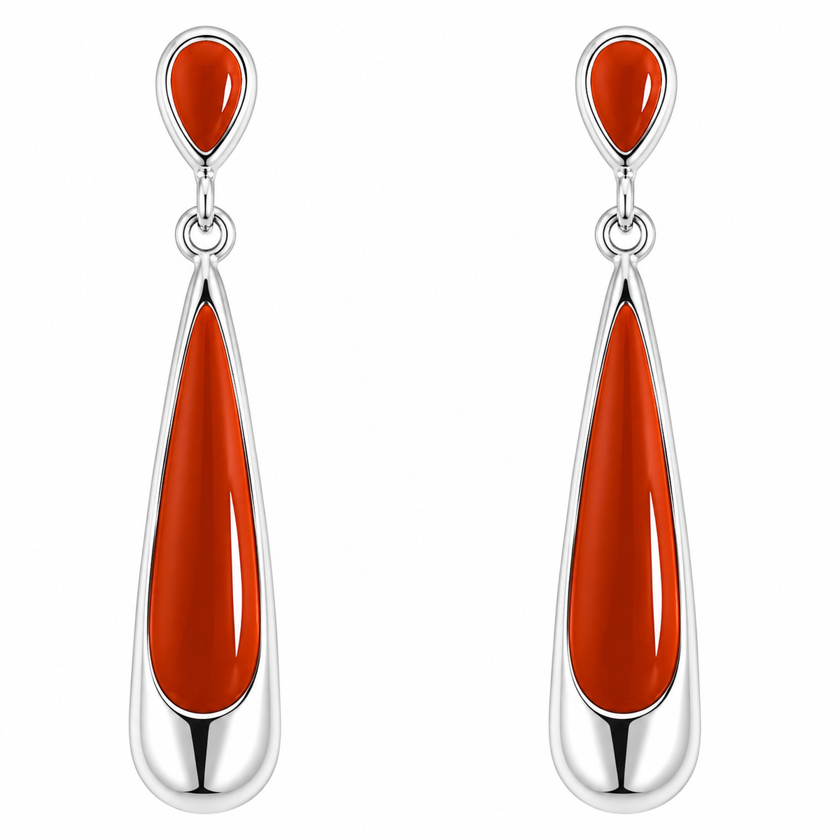 Teardrop Gemstone Silver Earrings