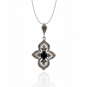 Decorative necklace with a pendant on a white background