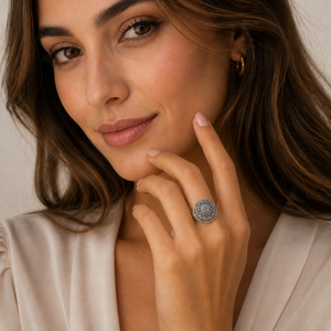Marcasite Bohemian Cutout Ring in 925 sterling silver – angle view