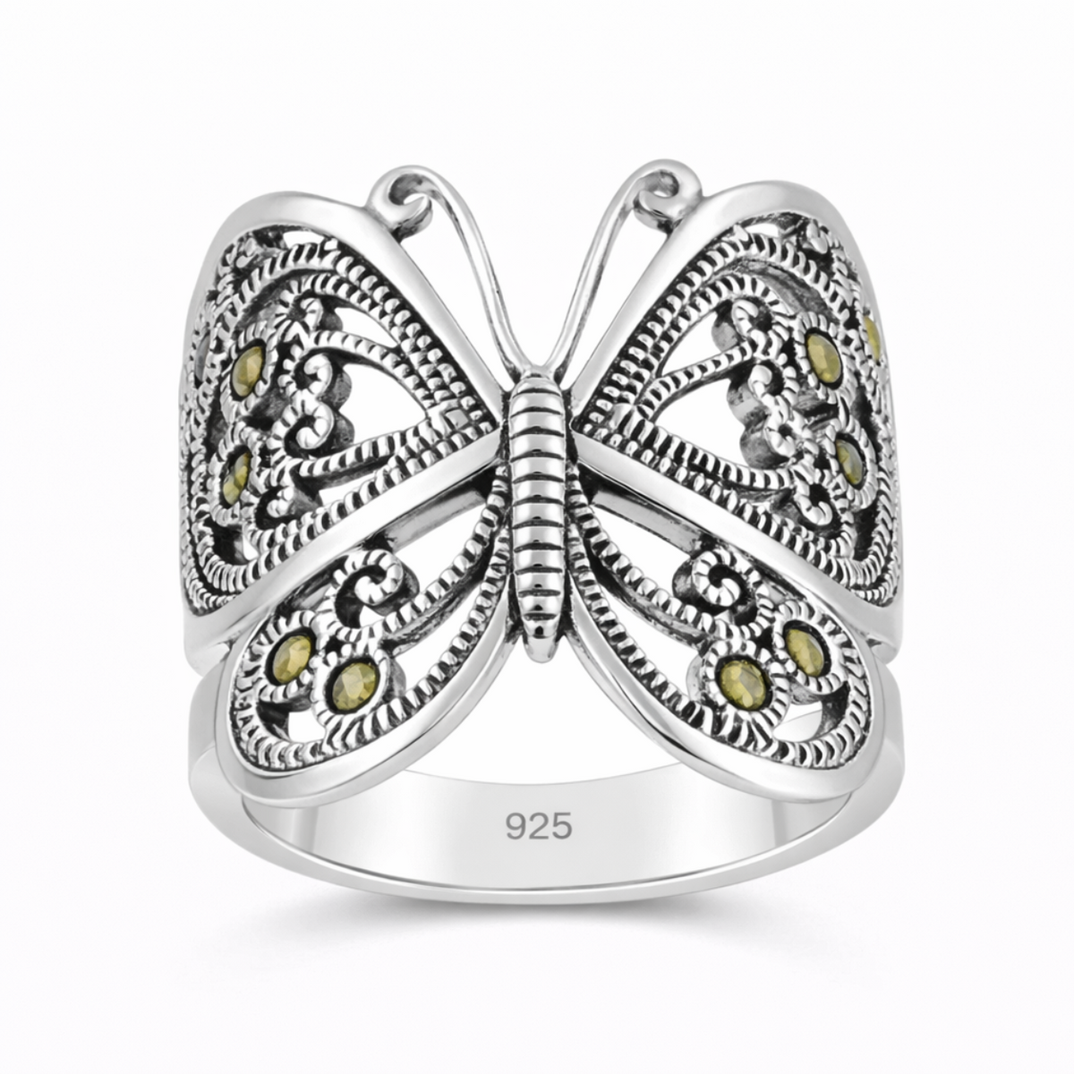 Marcasite Butterfly Filigree Ring in 925 sterling silver – main view