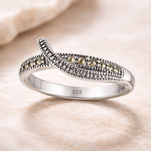 Marcasite Crossover Band Ring in 925 sterling silver – side view