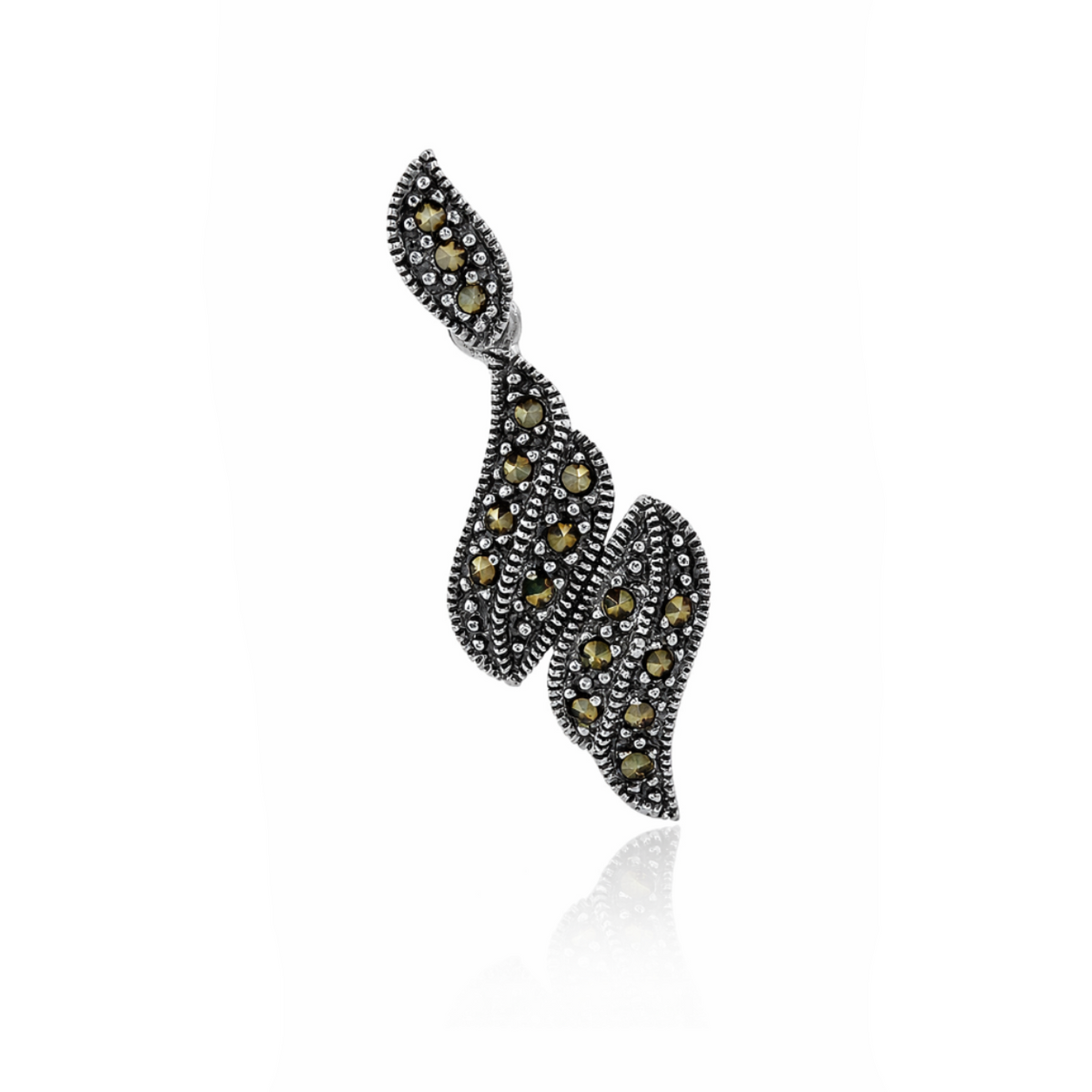 Marcasite Double Leaf Pendant in 925 sterling silver – main view