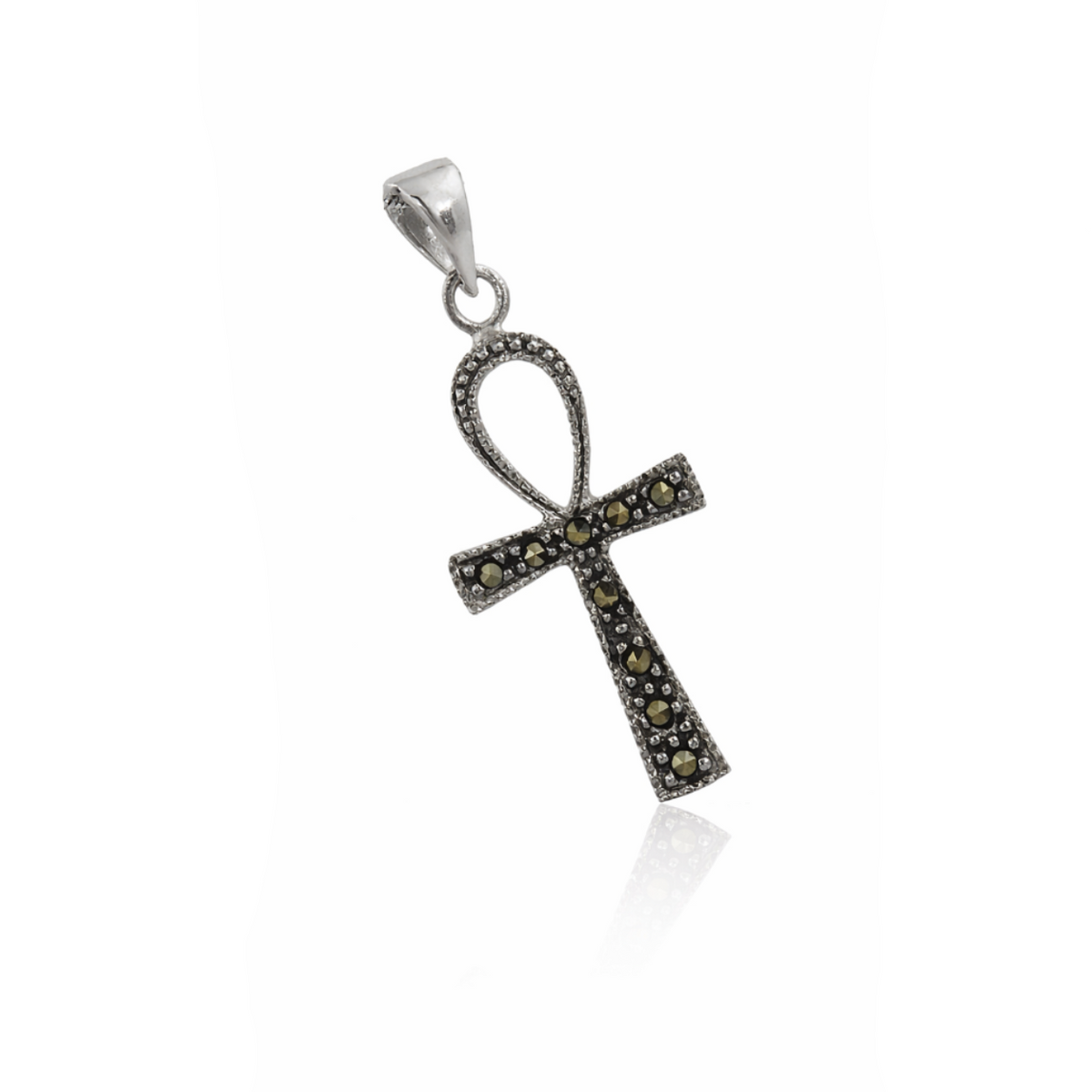 Marcasite Egyptian Ankh Pendant in 925 sterling silver – main view