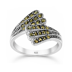 Marcasite Fan Bypass Ring in 925 sterling silver – main view