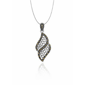 Marcasite Hollow Double Leaf Pendant in 925 sterling silver – side view