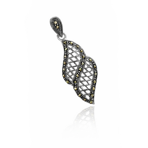 Marcasite Hollow Double Leaf Pendant in 925 sterling silver – main view