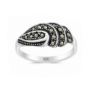 Marcasite Leaf Pattern Ring in 925 sterling silver – main view