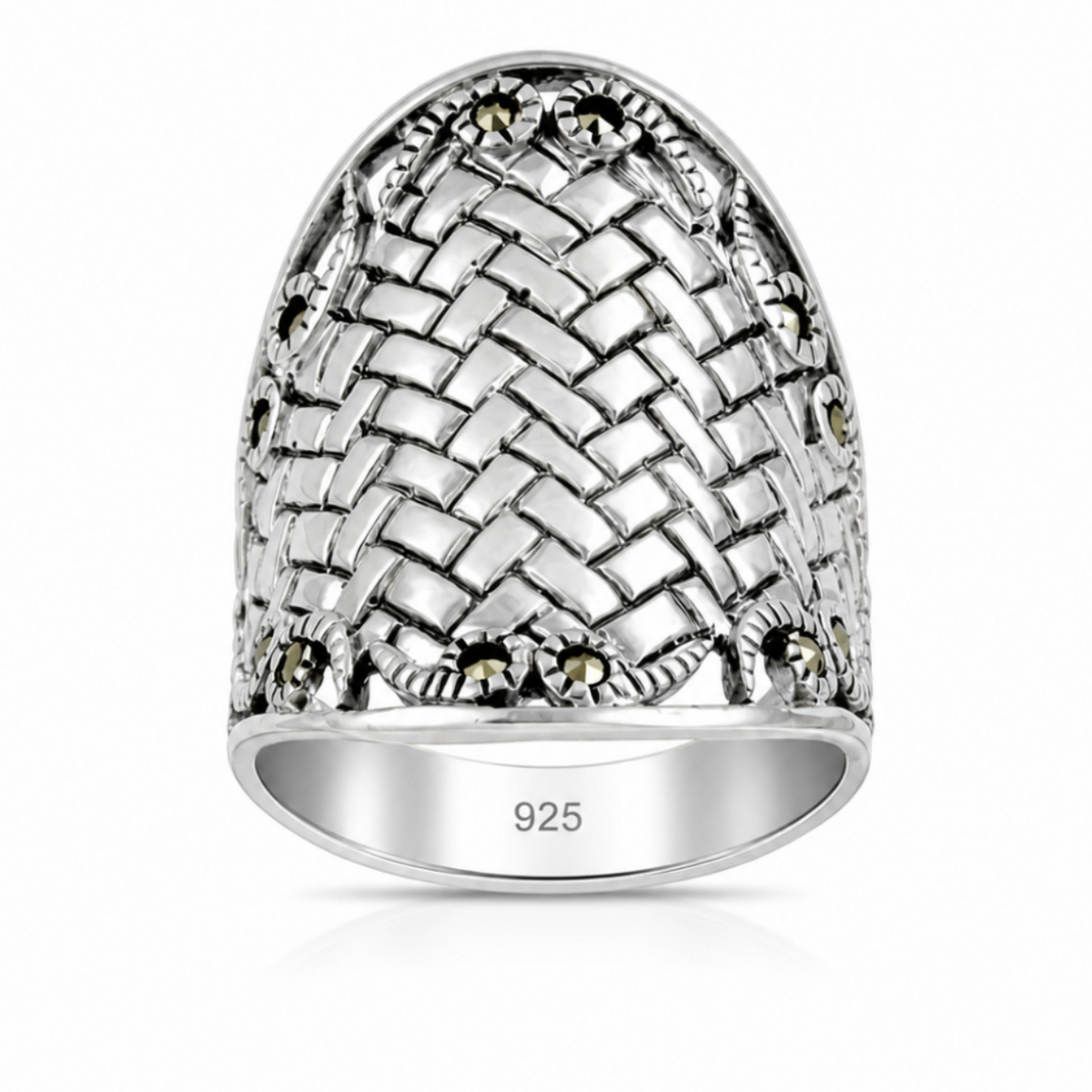 Marcasite Saddle Statement Ring in 925 sterling silver – main view