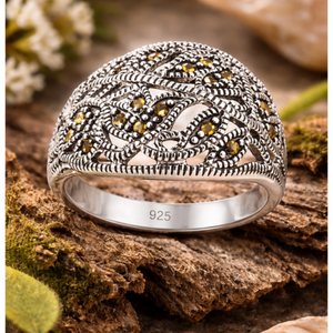 Marcasite Tulip Ring in 925 sterling silver – side view