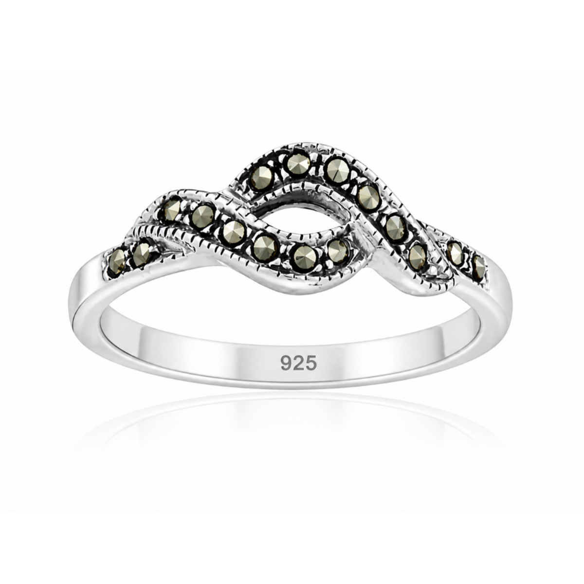 Marcasite Twist Band Ring in 925 sterling silver – main view