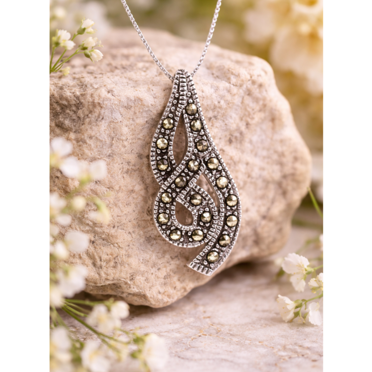 Marcasite Twist Pendant in 925 sterling silver – additional view
