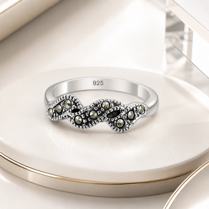 Marcasite Wave Stackable Ring in 925 sterling silver – side view