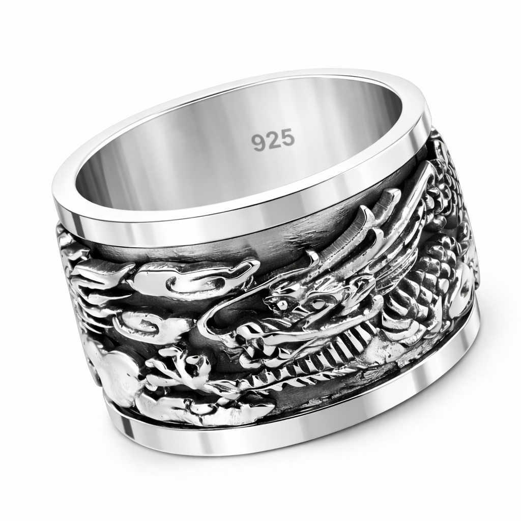 Dragon Spinner Ring in 925 sterling silver – side view