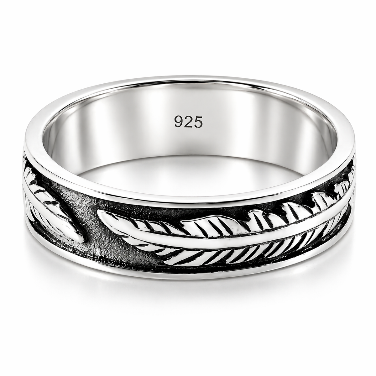 Feather Engraved Ring in 925 sterling silver – main view