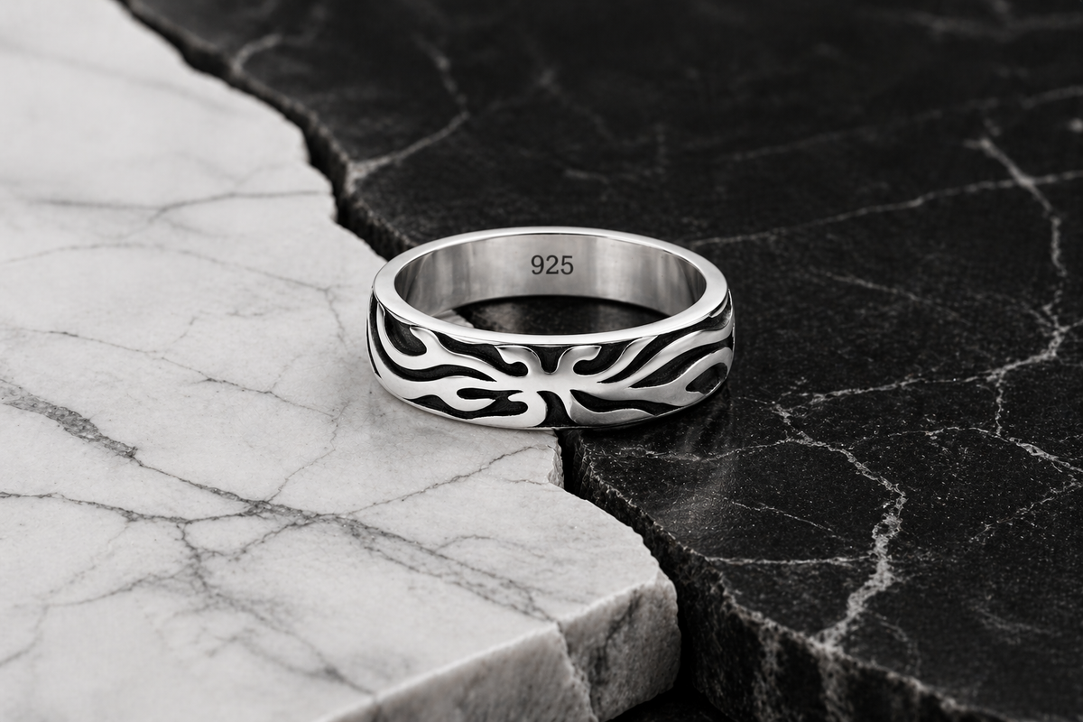 Tribal Flame Ring in 925 sterling silver – back view