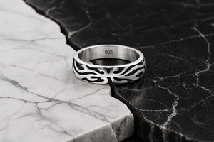 Tribal Flame Ring in 925 sterling silver – back view