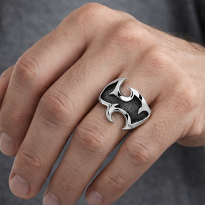 Tribal Blade Tattoo Ring in 925 sterling silver – angle view