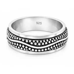 Wave Beaded Band Ring in 925 sterling silver – main view