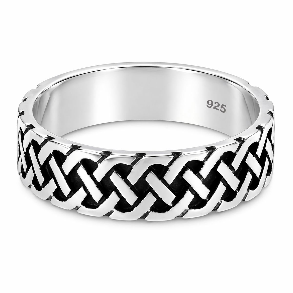 Wide Celtic Knot Band Ring in 925 sterling silver – main view