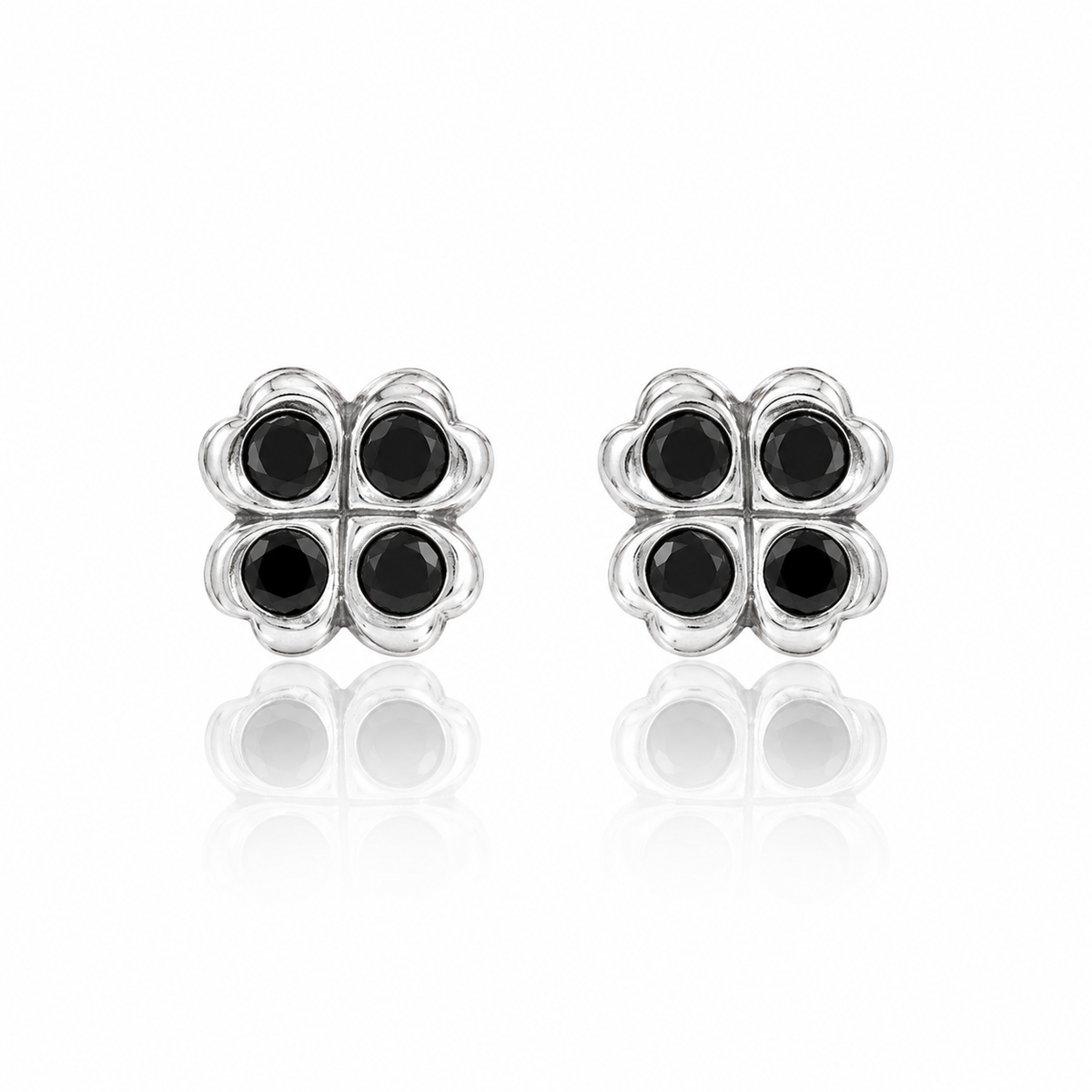 Midnight Clover Stud Earrings