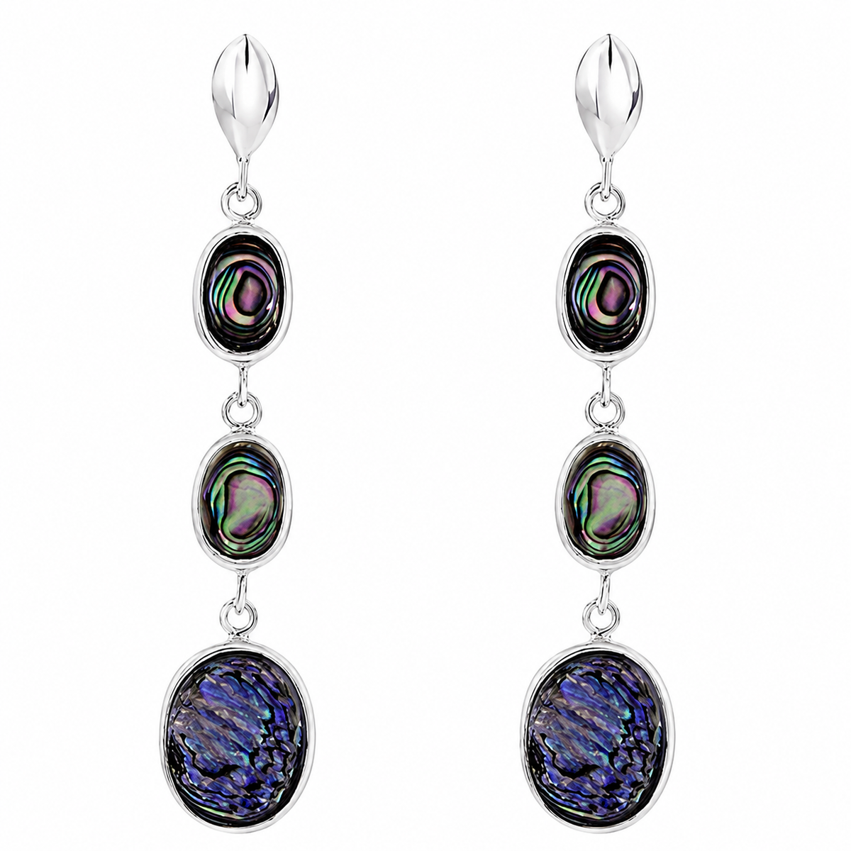 Midnight Oval Cascade Abalone Earrings in 925 sterling silver – main view