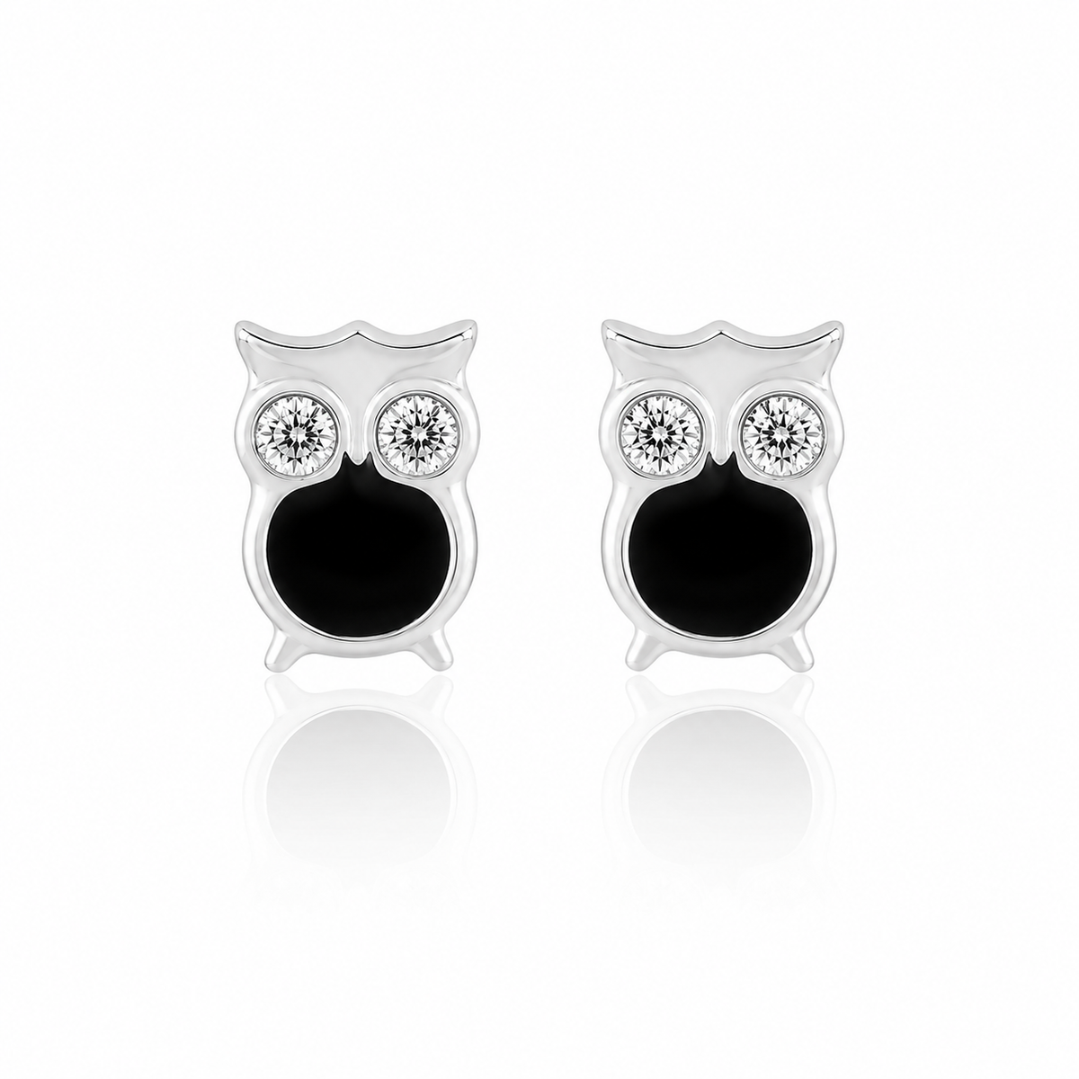 Midnight Owl Enamel Stud Earrings