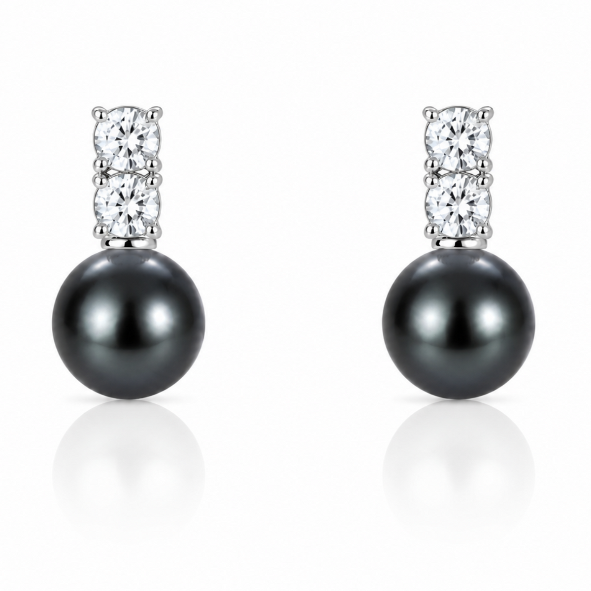 Midnight Pearl Crystal Drop Earrings in 925 sterling silver – main view