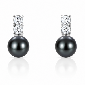Midnight Pearl Crystal Drop Earrings in 925 sterling silver – main view
