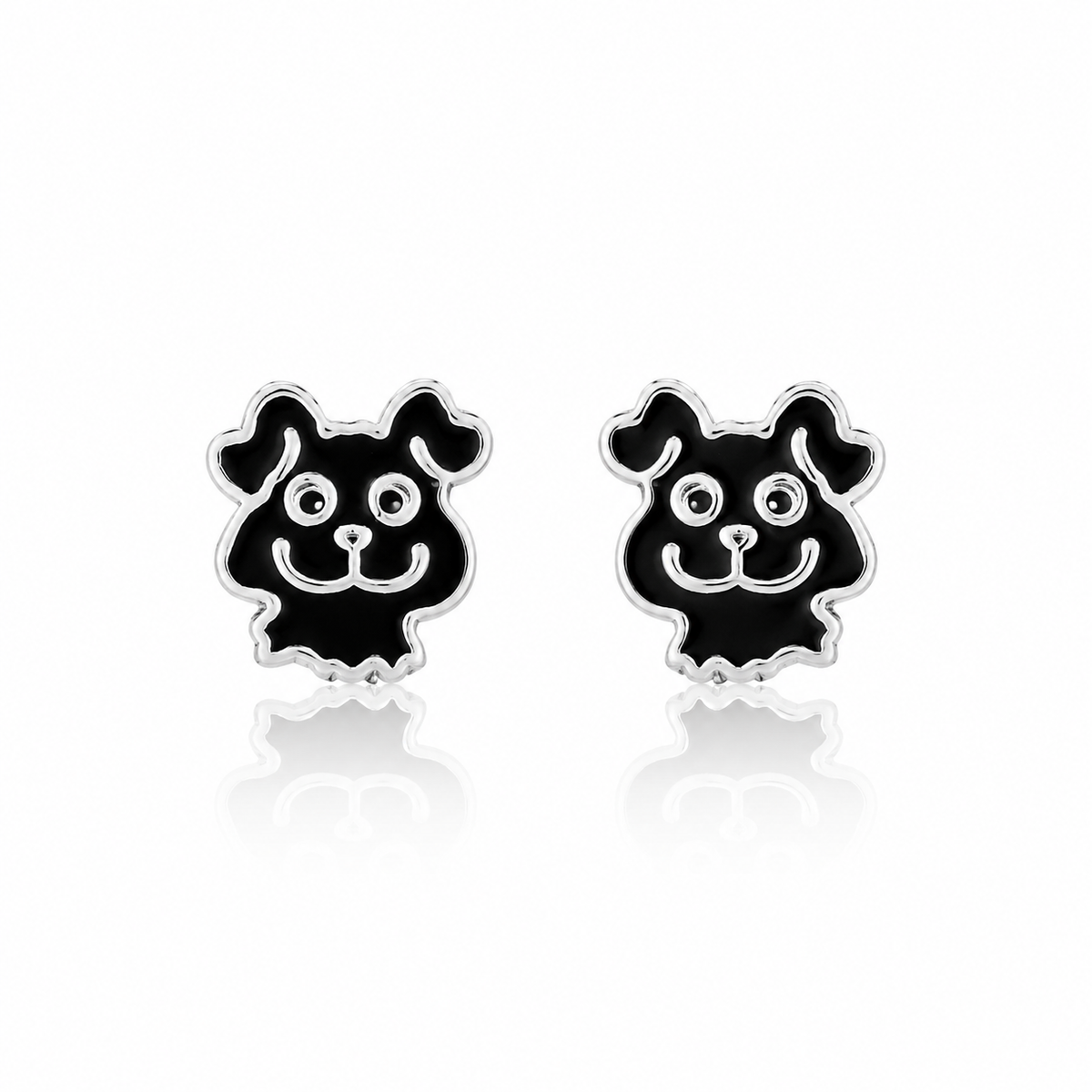 Midnight Puppy Charm Stud Earrings