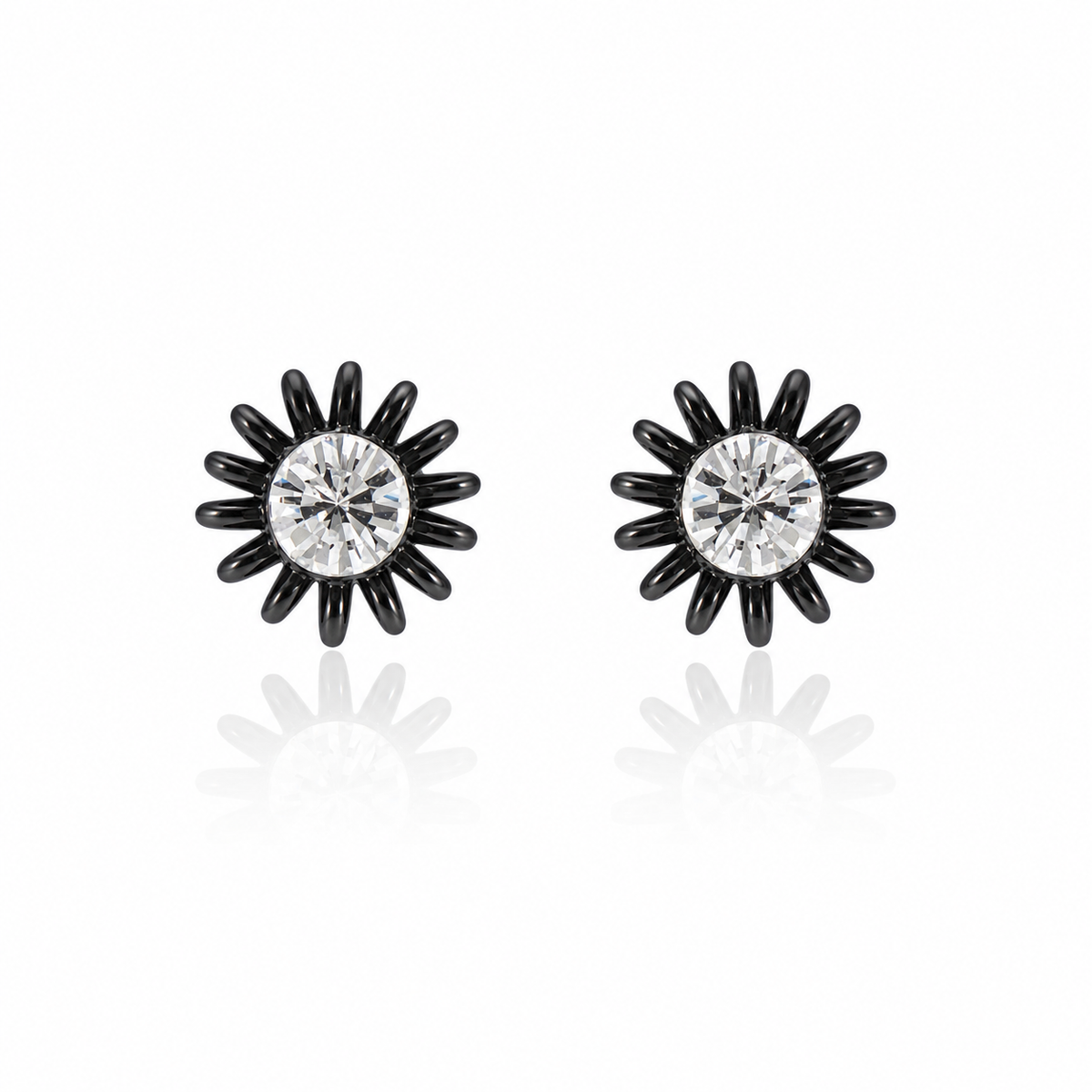 Midnight Sunburst Stud Earrings