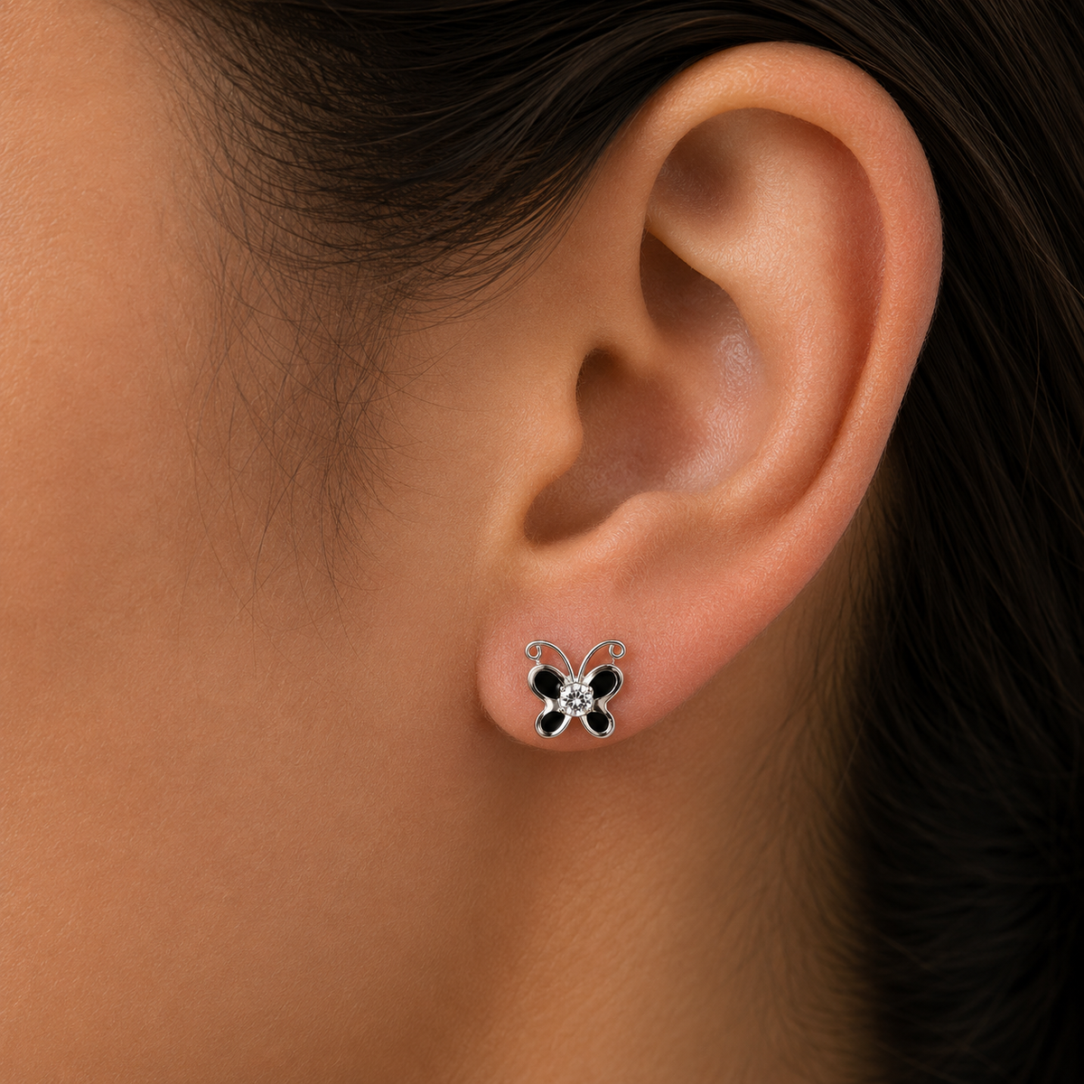 Noir Flutter Butterfly Stud Earrings