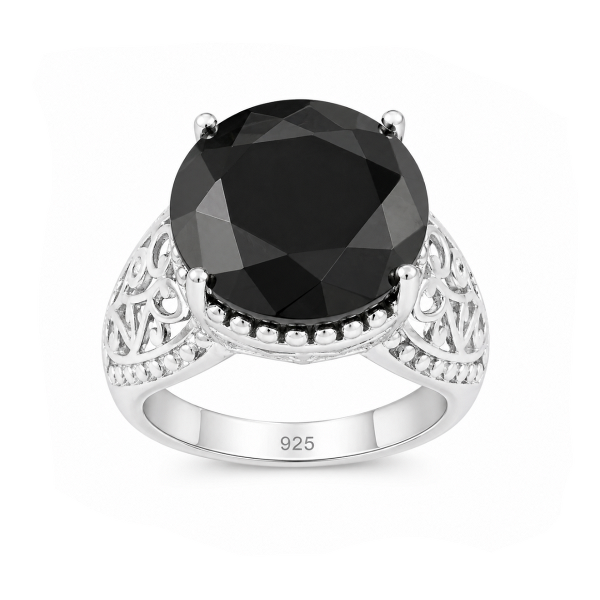 Noir Royale Black Crystal Filigree Ring