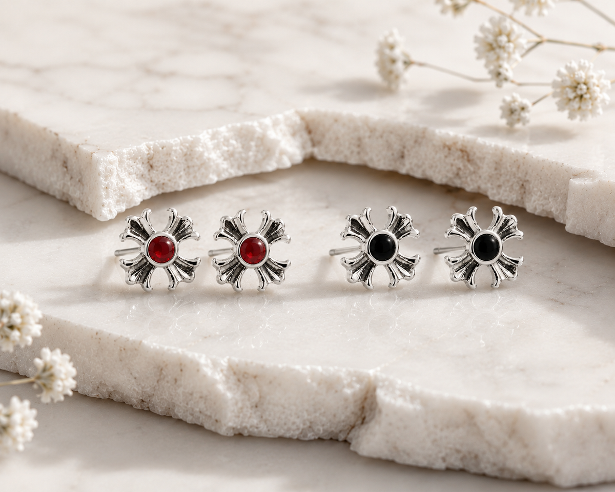Iron Cross With Red Gem in 925 sterling silver – additional view