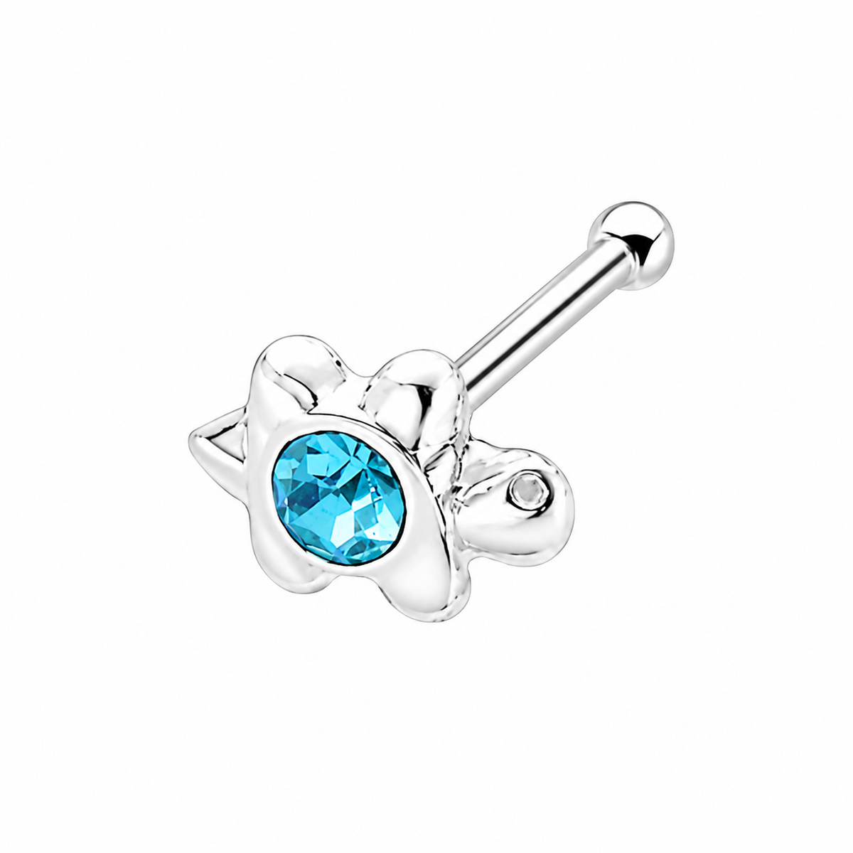 Turtle Crystal Nose Bone Stud in 925 sterling silver – additional view