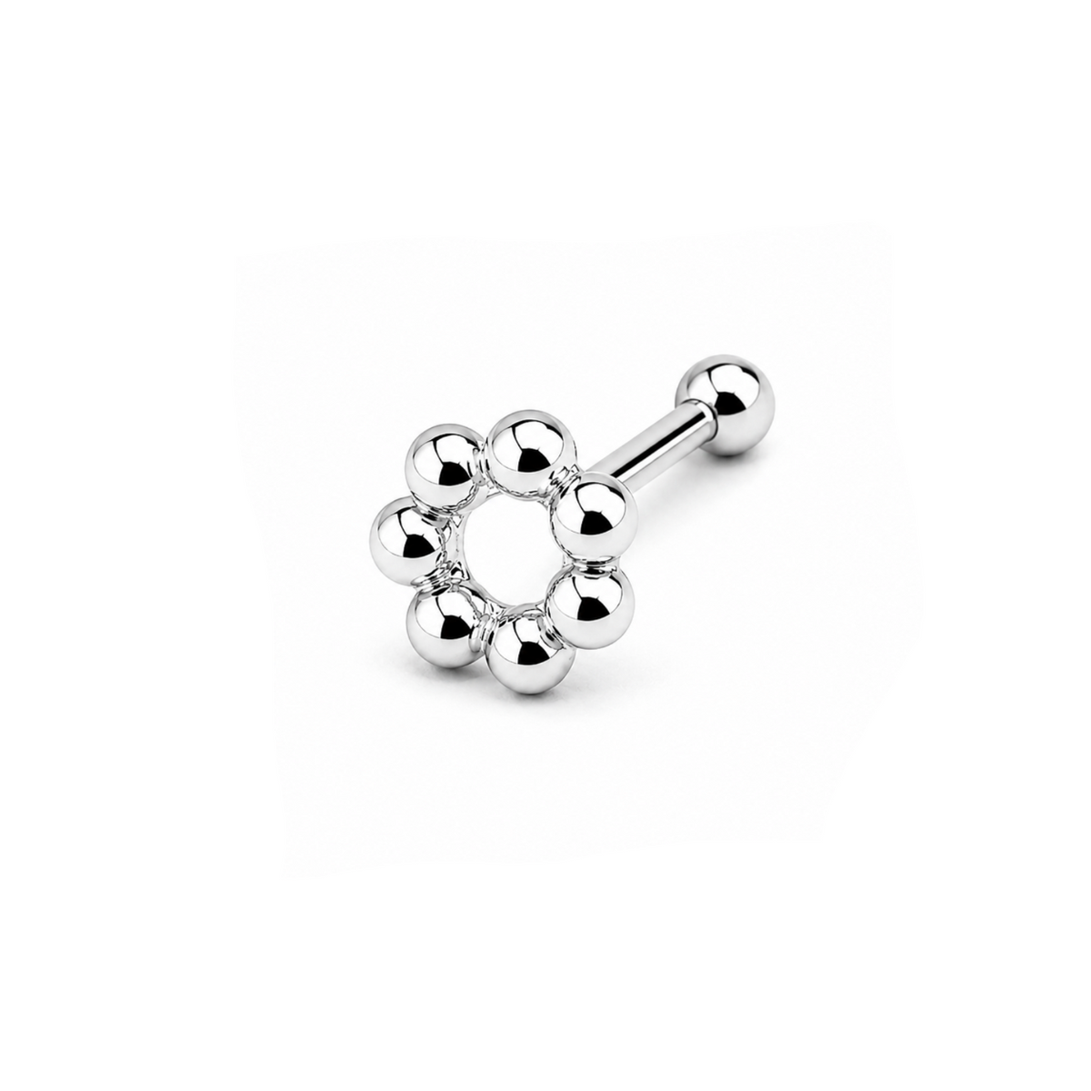 Orbit Bead Circle Nose Bone Stud in 925 sterling silver – main view