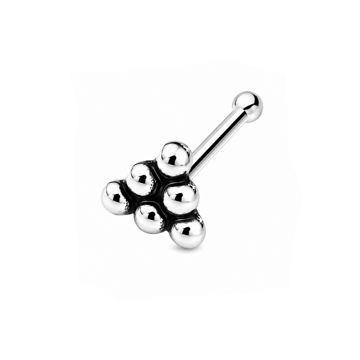 Oxidised Bead Cluster Nose Bone Stud in 925 sterling silver – main view