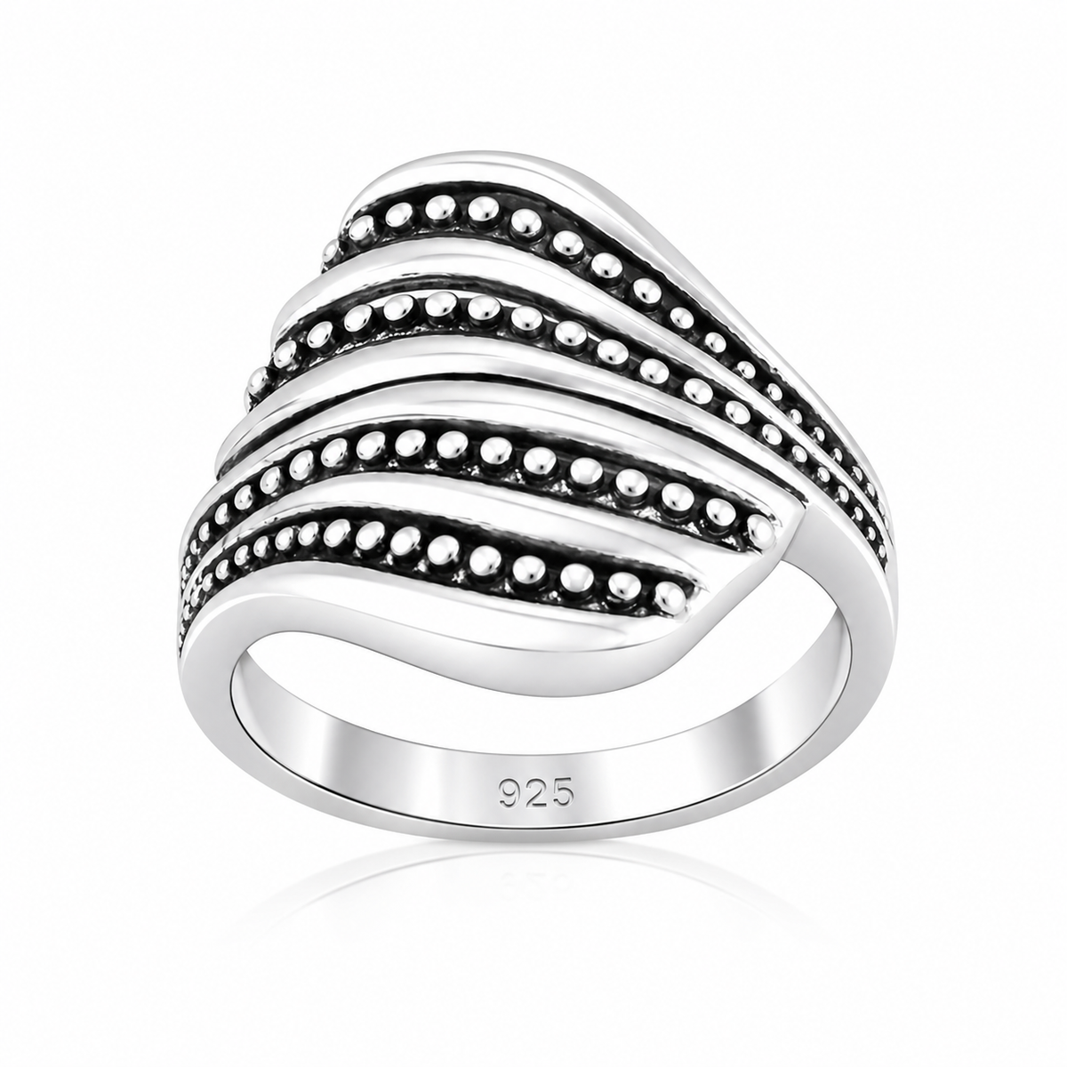 Oxidized Double Leaf Wrap Ring