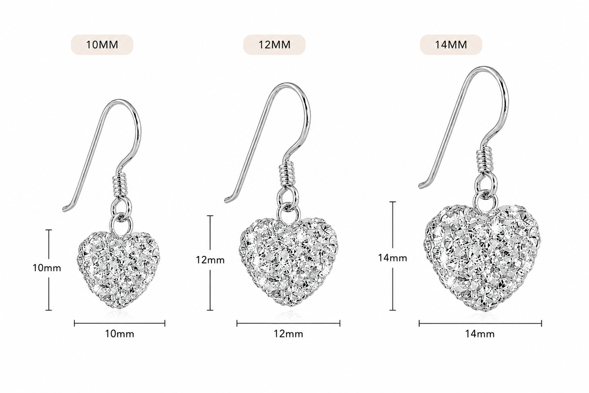 Pavé Heart Drop Earrings in 925 sterling silver – additional view