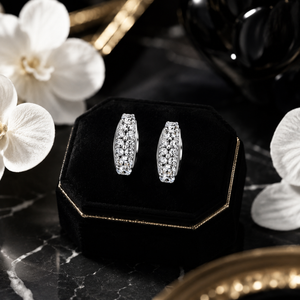Pavé Oval Huggie Earrings in 925 sterling silver – additional view