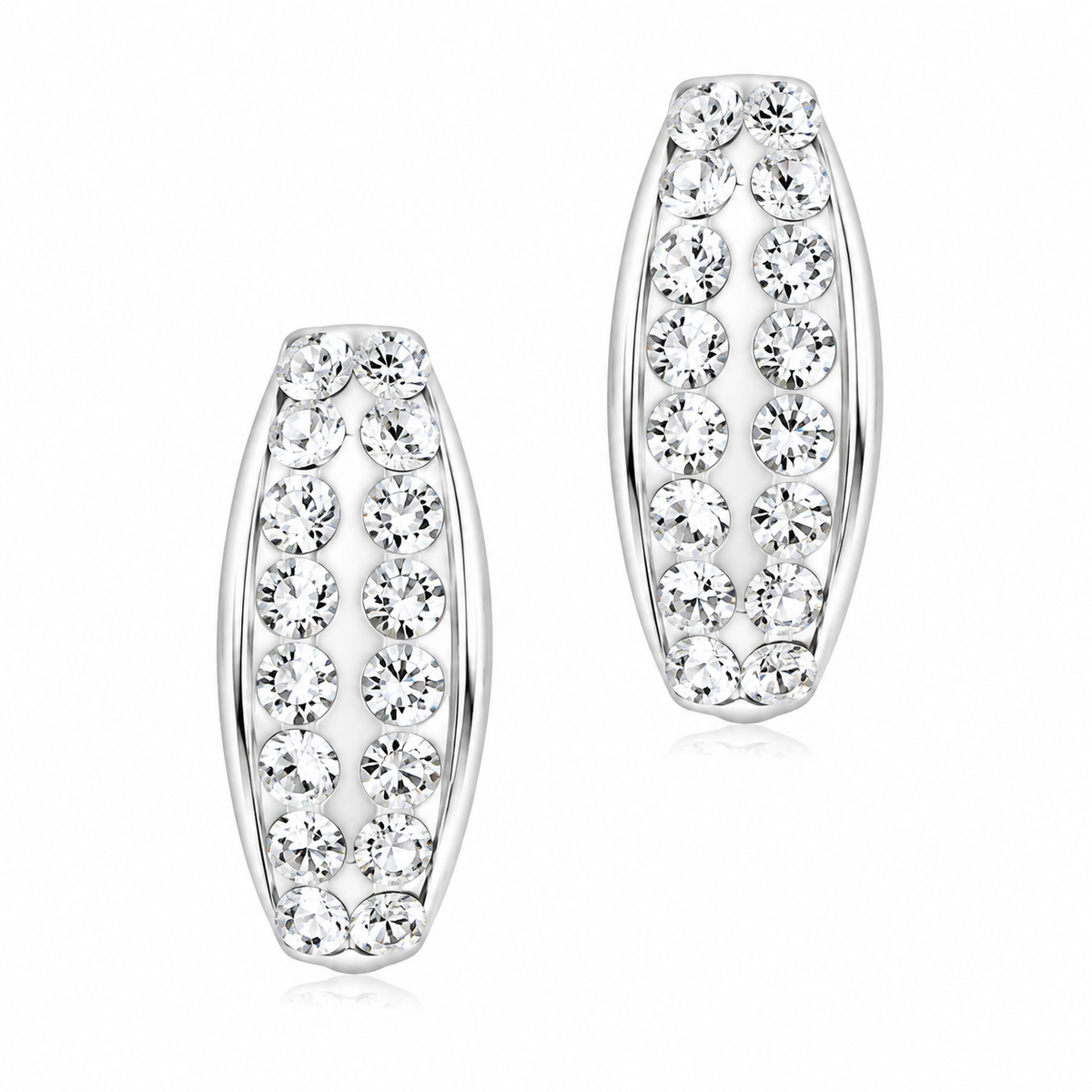 Pavé Oval Huggie Earrings in 925 sterling silver – main view