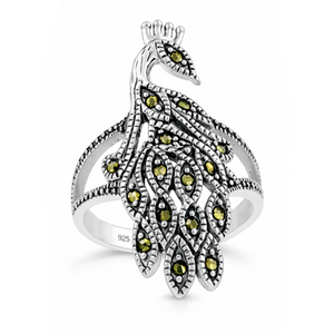 Peacock Marcasite Ring in 925 sterling silver – main view